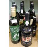 Twelve bottles of port & ginger wine Delaforce / Crabbies, etc together with an unknown vintage port