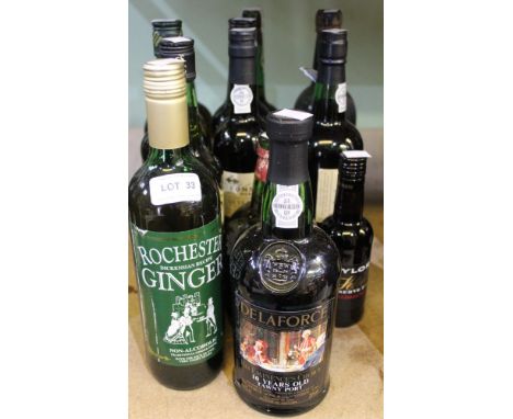 Twelve bottles of port & ginger wine Delaforce / Crabbies, etc together with an unknown vintage port