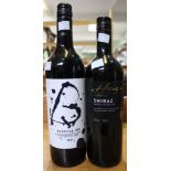 Two bottles of red, Barossa Ink 2017 and a Shiraz