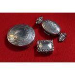 Three silver pill boxes, one in the form of a twist wrapped sweet, combined weight 45g (3)