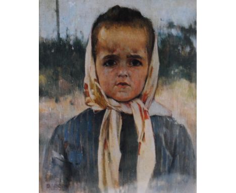William Robson (American) Portrait of Bernard Robson, aged 4 years Signed, oil on board, 20cm x 12.5cm.