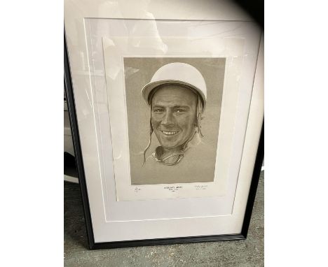 Hand-signed by Stirling Moss, this print is incredibly detailed and entitled 'Mr. Motor Racing'.Click here for more details a
