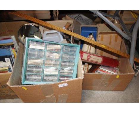 Two boxes of various craft items, tools etc. 