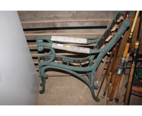 A pair of metal garden bench ends 