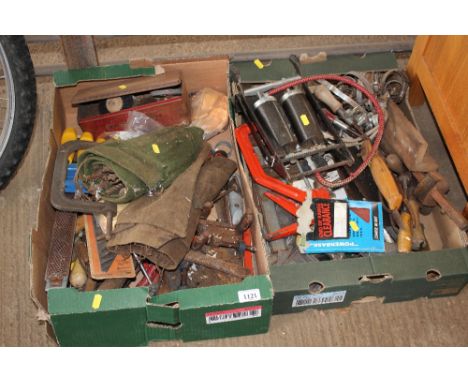 Two boxes of various hand tools