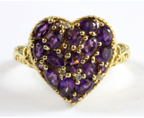 A 925 silver gilt amethyst set ring, (S.5).