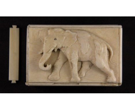 A 19th Century carved ivory box, 9 x 6 x 4cm.