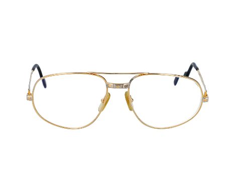CARTIER VINTAGE Brillengestell "120". Goldfarbenes Gestell. Gläser mit Dioptrien/Stärke. Tragespuren vorhanden. Etui anbei.| 