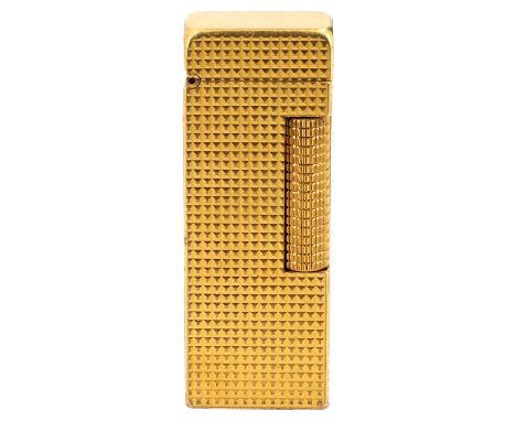 DUNHILL VINTAGE Feuerzeug. Goldfarbenes Modell mit Struktur. Funktionsfähig aber nicht befüllt. Starke Gebrauchsspuren vorhan