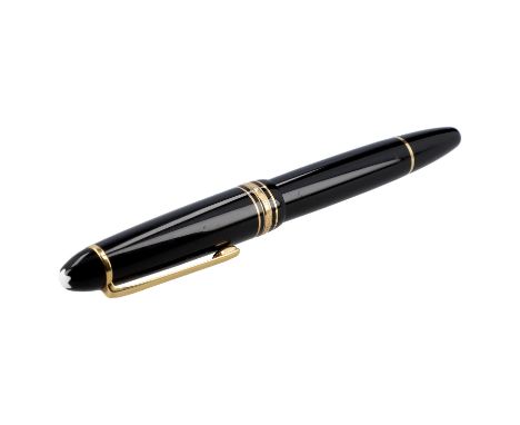 MONTBLANC VINTAGE Kolbenfüller "MEISTERSTÜCK No 146". Korpus aus schwarzem Edelharz mit vergoldeten Details. 14K GG Feder. Le