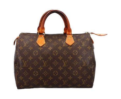 LOUIS VUITTON VINTAGE Henkeltasche "SPEEDY 30", Koll.: 1982, akt. NP.: 1.150,-€. Monogram Canvas Serie mit Rindsleder-Details