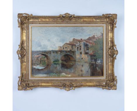 This stunning oil on canvas showcases the exquisite talent of French painter Edmond Petitjean who first exhibited at the pres