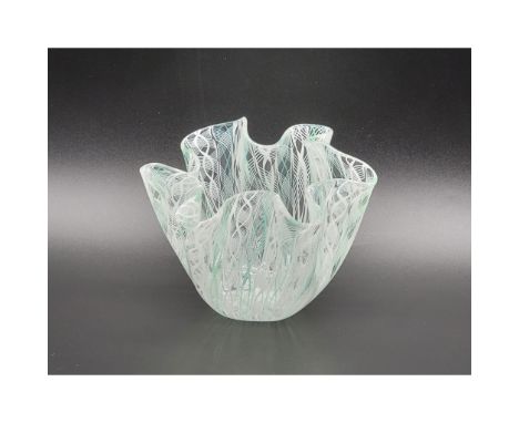 This exquisite miniature Fazzoletto ("handkerchief") vase is a collaborative masterpiece by Fulvio Bianconi and the esteemed 