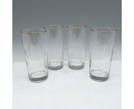Tall clear cooler glass with gilt band on rim. This item has its original box: 6"L x 6"W x 6.5"H. Issued: c. 1990Dimensions: 