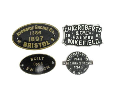 Railwayana - x4 cast iron railway related plates / plaques, to include signs for: 'Chas Roberts &amp; Co Ltd', 'G.W.R. &amp; 