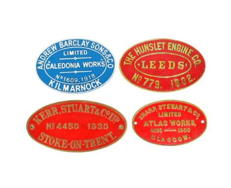 Railwayana - x4 cast iron railway worksplate related plates comprising; Hunslet Engine Company, Andrew Barclay Sons &amp; Co,
