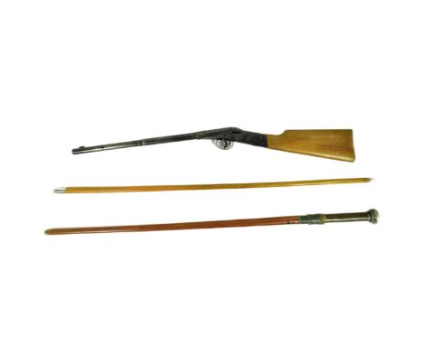 A vintage German made ' Diana ' break barrel pop gun air rifle together a with a make shift walking stick with a screw off ey
