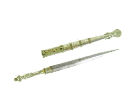 An early 20th Century South American / Argentinian silver hilted Gaucho knife. The grip in the form of a female bust and the 