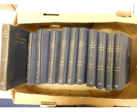 The Postage Stamp.&nbsp;&nbsp;A run of bound vols. of this periodical from vol. 1 to vol. 11. Illus. &amp; adverts. Quarto. B