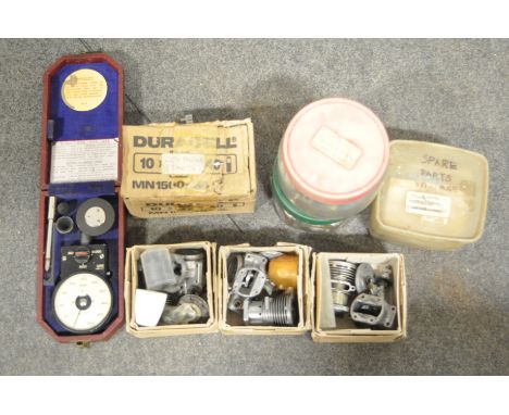 SMITHS RPM meter with Box of engine spares COX, AMCO and Vintage parts.