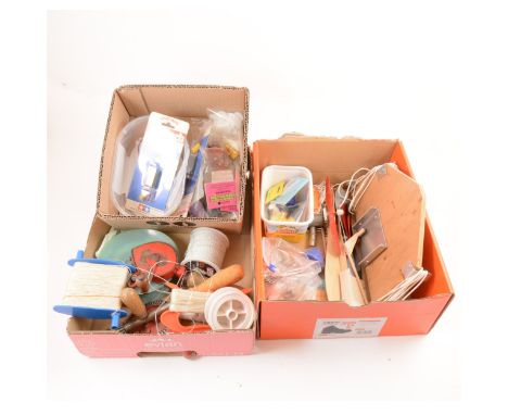 5 x boxes containing Scale Plans, Part Built Models, Tow-line kit, Rubber and Electric gear.