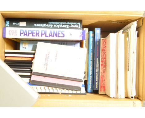 Box containing Reference books Model Aircraft Aerodynamics, Two-stroke engine Tuning and F/F Forum etc.