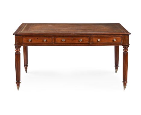 A REGENCY MAHOGANY LIBRARY TABLE ATTRIBUTED TO GILLOWS, CIRCA 1815 With a tooled leather inset top 78cm high, 152cm wide, 99c