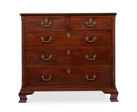 A GEORGE III MAHOGANY CHEST OF DRAWERS IN THE MANNER OF THOMAS CHIPPENDALE, CIRCA 1770 107cm high, 116cm wide, 55cm deep