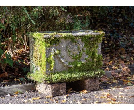 A STONE COMPOSITION PLANTER 20TH CENTURY  40cm high, 60cm wide, 30cm deep Provenance:   Widden Hill House, Gloucestershire