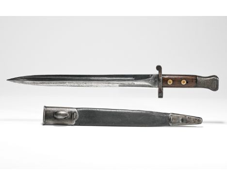 A Wilkinson, London Great War bayonet and scabbard, length 42cm various impress marks including WD.