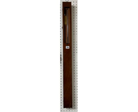 A mahogany cased stick barometer with French inscribed brass plaque, 97cm x 8cm.