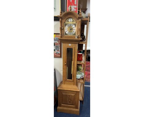 Sid Pollard of Thirsk (1914-1994) Ex Mouseman - a grandmother clock with pendulum and weights, height 177cm.
