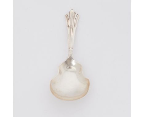 A George V Art Deco silver caddy spoon, London, makers mark indistinct, 0.52oz.