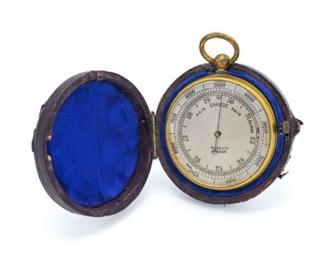 A cased pocket barometer by Ross Ltd, London.