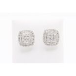** ON SALE ** Round Brilliant Cut Cluster Natural Diamond Earrings 2.00 Carat Set in 18k White Gold