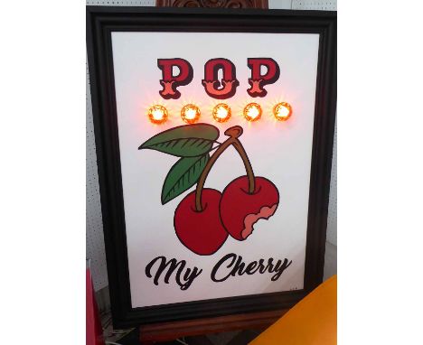 POP MY CHERRY, by Bee Rich, bespoke light up wall art, 110cm x 80cm. 