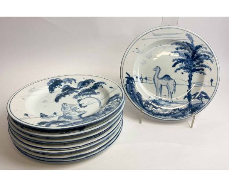 ISIS CERAMIC PLATES, eight, by Deborah Sears for Colefax &amp; Fowler depicting animals, each 28cm W. (8)