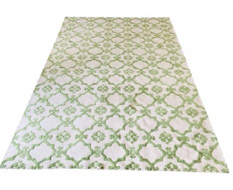 CONTEMPORARY SILK AND WOOL CARPET, 300cm x 200cm, Moroccan lattice design.