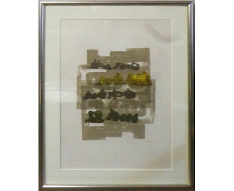HENRY MOORE 'Eight Reclining Figures with Architectural Background', 1963, lithograph in colours, signed, dated and annotated
