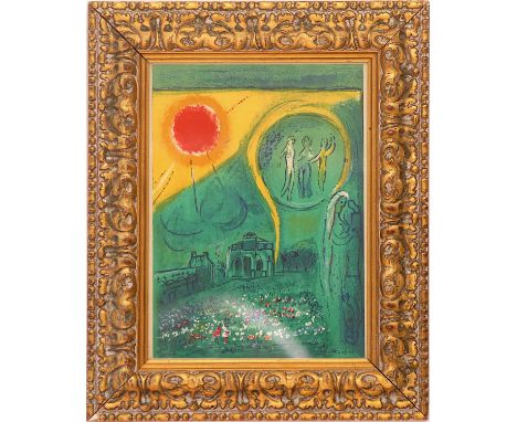 MARC CHAGALL 'Carrousel du Louvre Paris', 1954, original lithograph in colours, printed by Mourlot, ref 103, 38cm x 28cm, fra