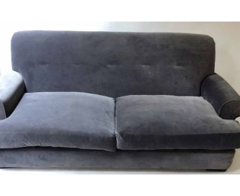 LOAF SOFA, blue velvet, with two seat cushions, 191cm W. 