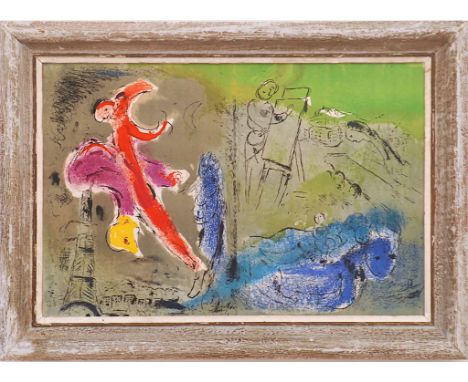 MARC CHAGALL 'Vision of Paris', rare original lithograph, Mourlot ref 81, 35cm x 53cm, framed and glazed.
