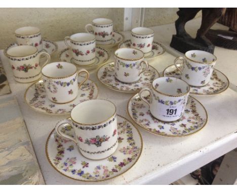 Various china coffee cups and saucers including Copeland Spode.