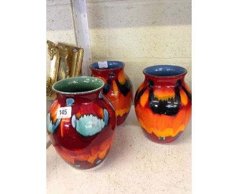 Three various Poole Pottery Living Glaze vases.