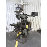 Sharp Step Pulley Vertical Mill, s/n 20318321, 9" X 42" Table, 2 HP, Kurt 6" Mill Vise, Accu-Rite