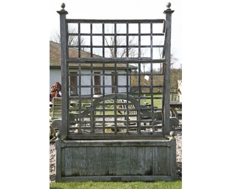 A modern teak trellis planter. 138cm wide x 216cm high