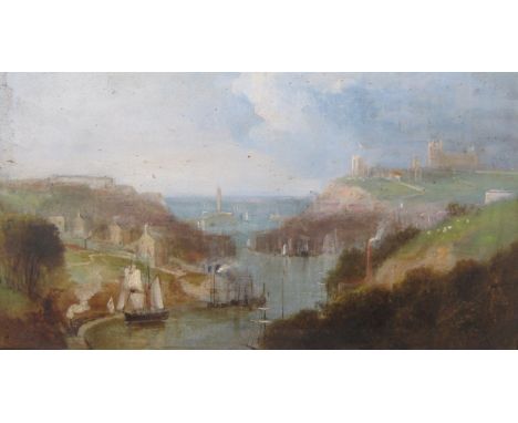 ATTRIBUTED TO  GEORGE WEATHERILL (1810-1890)Whitbyoil on board10 1/4 x 18 in  (26.1 x 45.7cm)This view depicted is looking ea