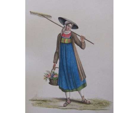 A 19th Century  Scrap Album containing a selection of drawings and watercolours depicting Portrait, Still-Life and Landscape 