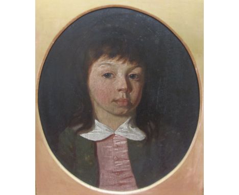 FOLLOWER OF WILLIAM REDMORE BIGG (1755-1828)Portrait of a Boy, wearing a high necked undercoat and green jacket, small quarte