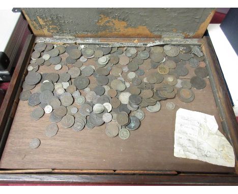 A collection of mainly 18th/19th Century Coins and Tokens to include a USA 1823 Dime (made into a button), France 1835 Five F